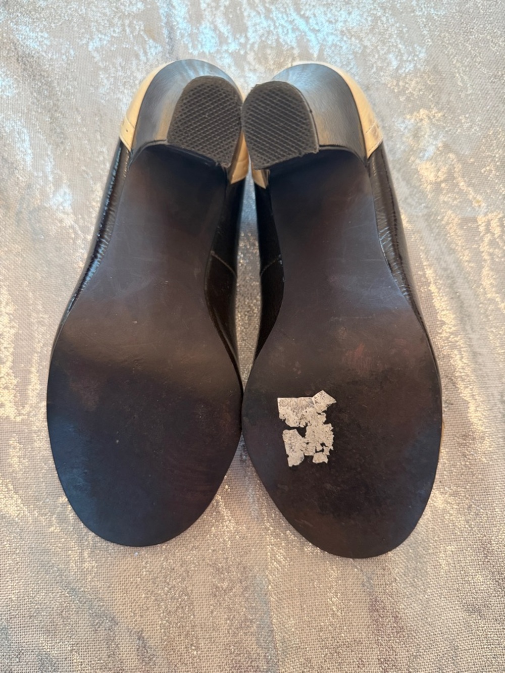 Rampage Two-Tone Brown and Tan Patent Wingtip Heels - Picture 6 of 6